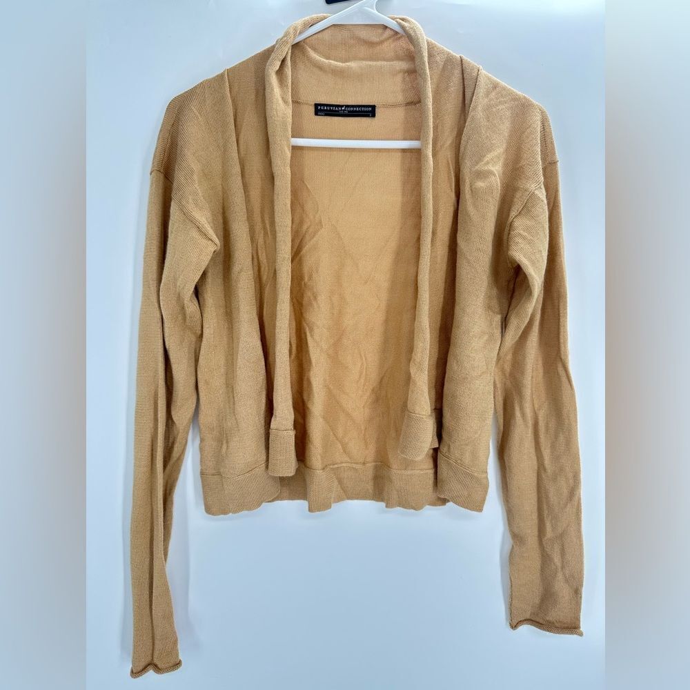 Peruvian Connection Crop Sweater Cardigan Wool Silk Blend Size Small
